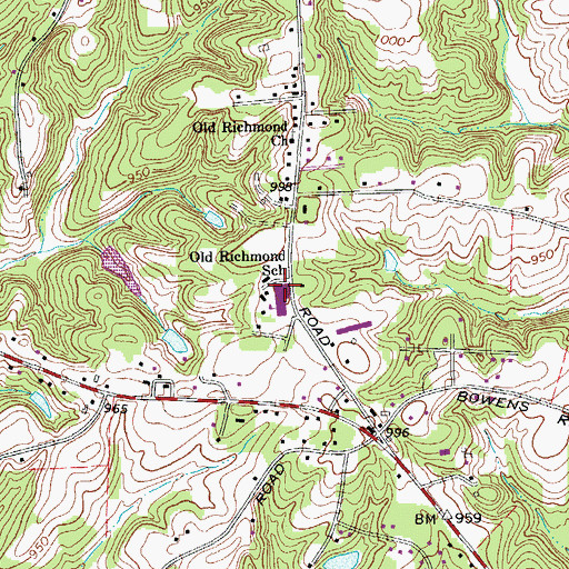 Topographic Map of Old Richmond Elementary School, NC