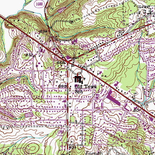 Topographic Map of Old Town Elementary School, NC
