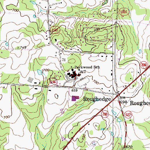 Topographic Map of Parkwood High School, NC