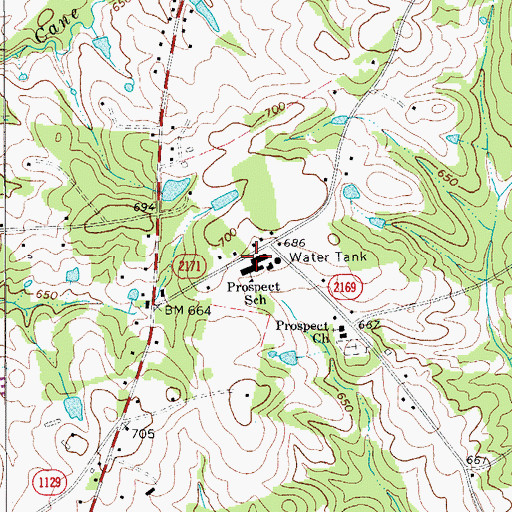 Topographic Map of Prospect Elementary School, NC