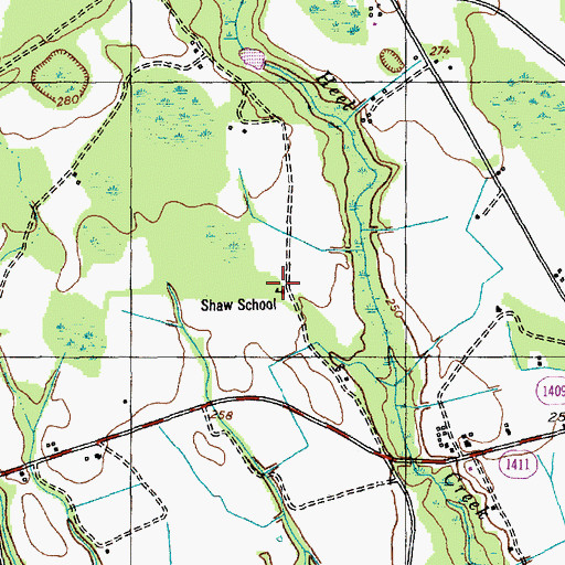 Topographic Map of Shaw High School, NC
