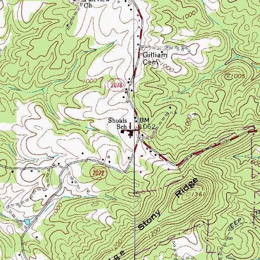 Topographic Map of Shoals Elementary School, NC