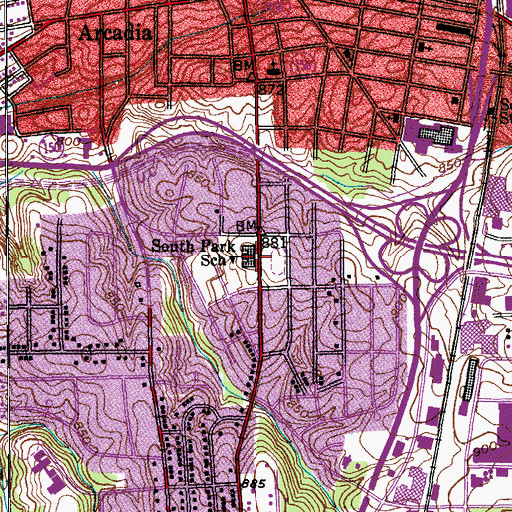 Topographic Map of Forsyth Vocational High School, NC