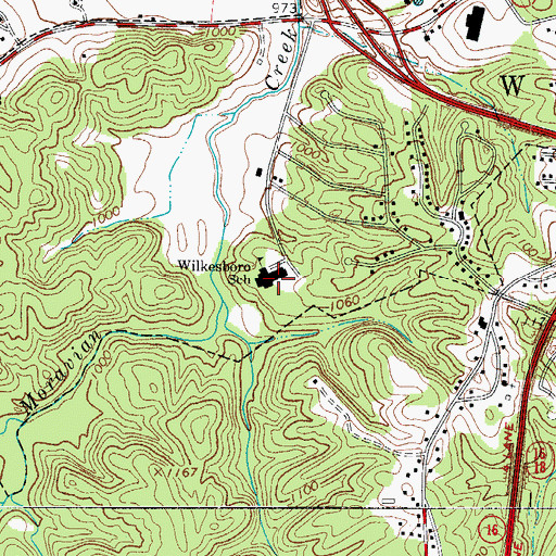 Topographic Map of Wilkesboro Elementary School, NC