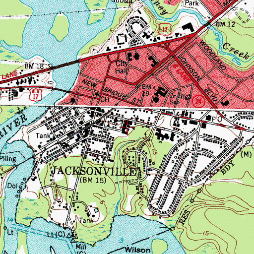 Topographic Map of Walter M Thompson Elementary School, NC