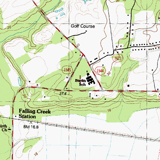 Topographic Map of Banks Elementary School, NC