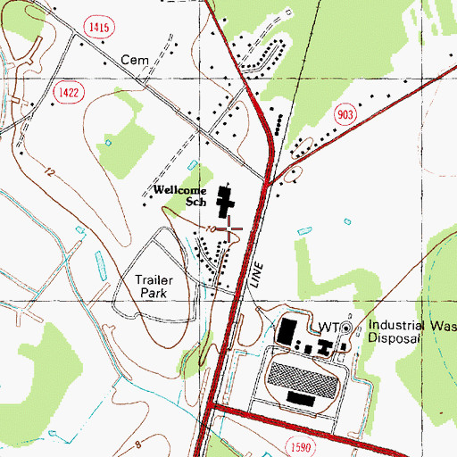 Topographic Map of Wellcome Middle School, NC