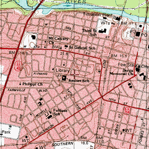 Topographic Map of Sadie Saulter Elementary School, NC