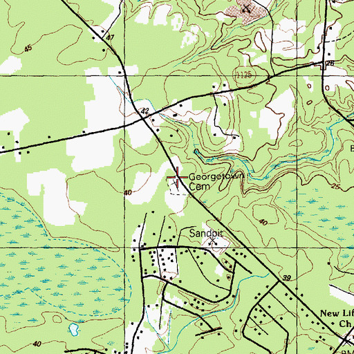 Topographic Map of Georgetown Cemetery, NC