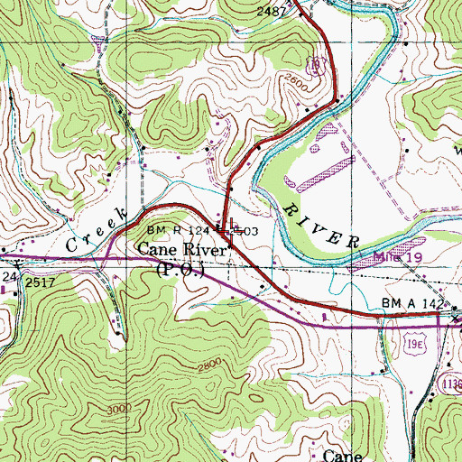 Topographic Map of Cane River, NC