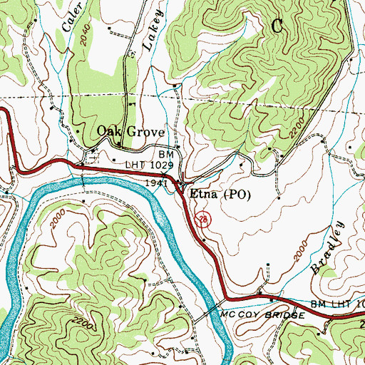 Topographic Map of Etna Post Office, NC