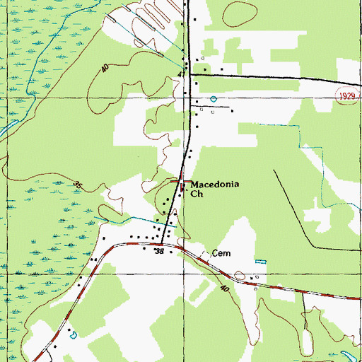 Topographic Map of Macedonia Church, NC