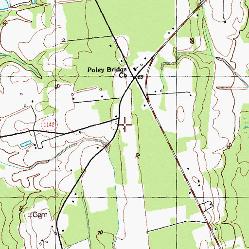 Topographic Map of Poley Bridge Church, NC