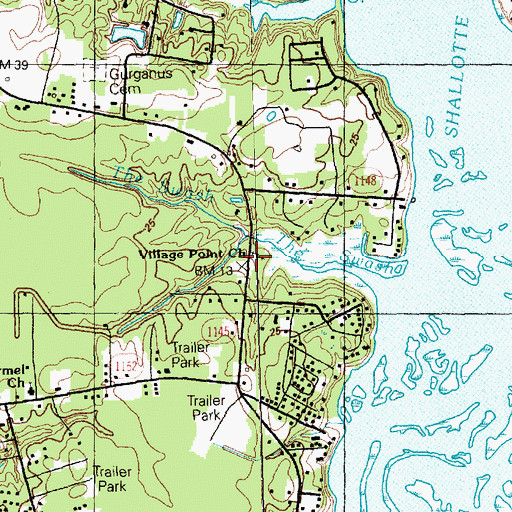 Topographic Map of Village Point Church, NC