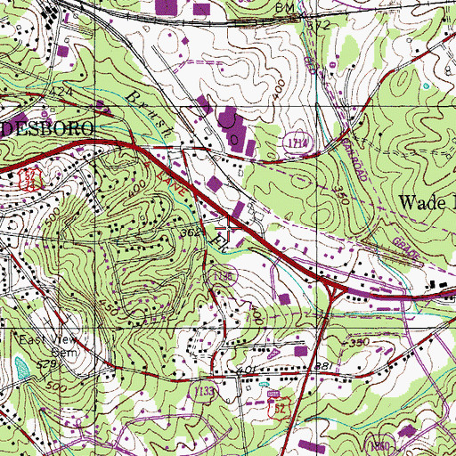 Topographic Map of Plank Road Shopping Center, NC