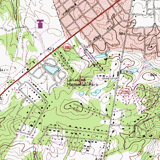 Topographic Map of Lakeland Memorial Park Cemetery, NC