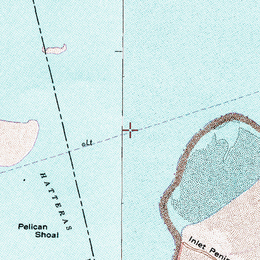 Topographic Map of Hatteras Island Free Ferry, NC