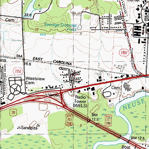 Topographic Map of Rochelle Corners, NC
