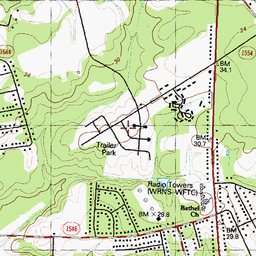 Topographic Map of Hickory Hills, NC