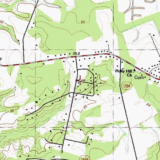 Topographic Map of Branchwood, NC