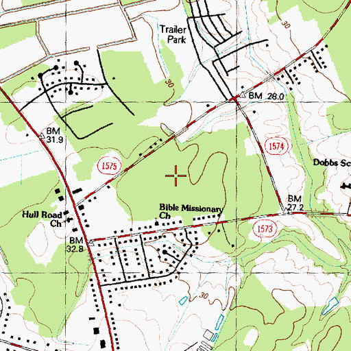 Topographic Map of Trinity Woods, NC