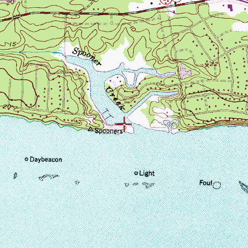 Topographic Map of Spooners Creek Marina, NC