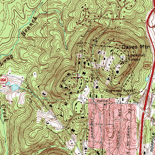 Topographic Map of Redding Hills, NC