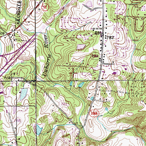 Topographic Map of Stones Throw, NC