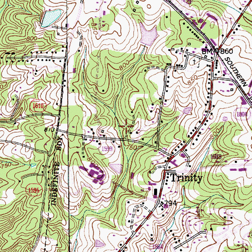 Topographic Map of Trinity Park, NC