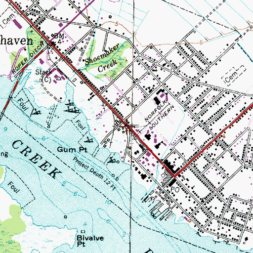 Topographic Map of Belhaven Memorial Museum, NC