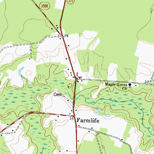 Topographic Map of Roberson Store, NC