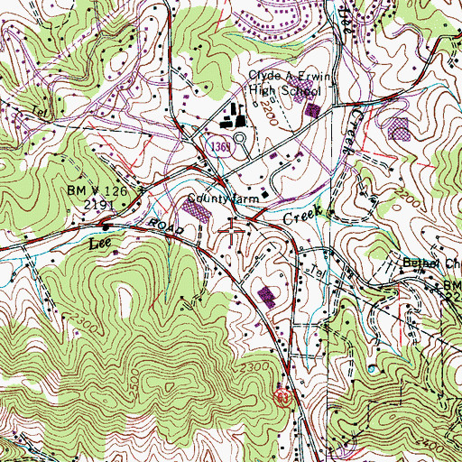 Topographic Map of Erwin Hills Shopping Center, NC