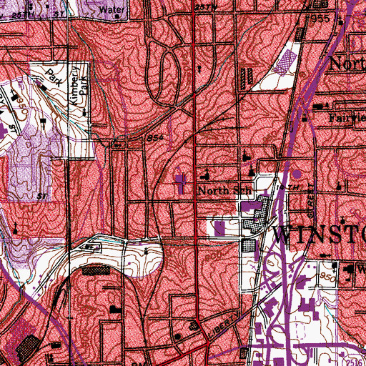 Topographic Map of Winston Salem Post Office, NC