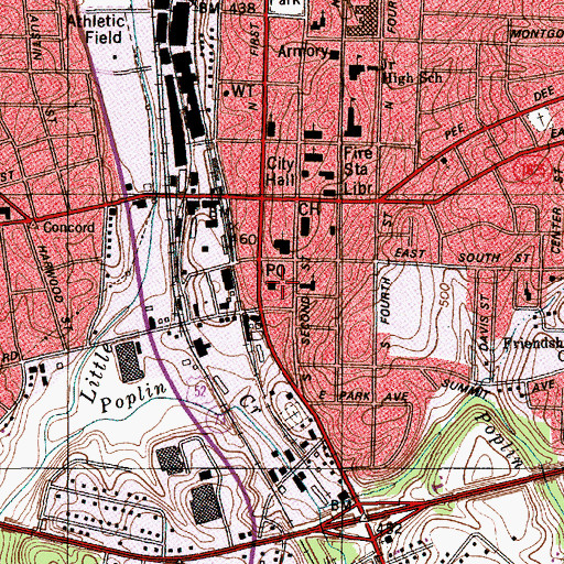 Topographic Map of Albemarle Post Office, NC