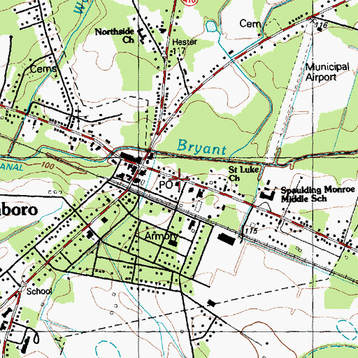 Topographic Map of Bladenboro Post Office, NC