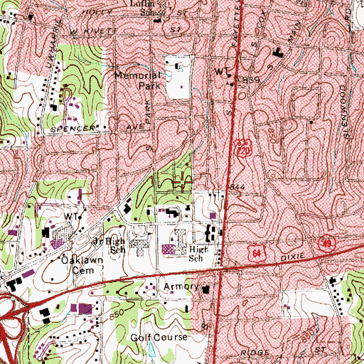 Topographic Map of Asheboro Post Office, NC