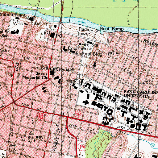 Topographic Map of Amphitheater, NC