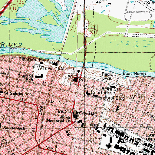Topographic Map of Greenville Post Office, NC