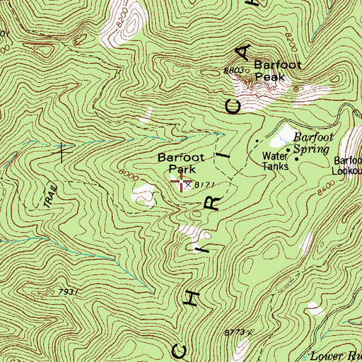 Topographic Map of Barfoot Park, AZ