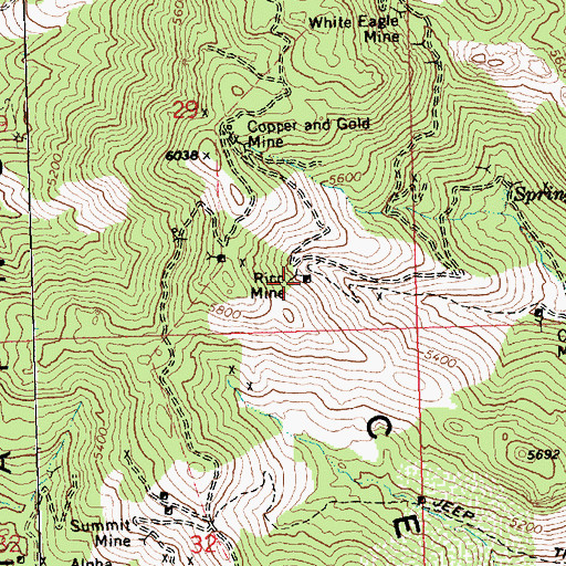 Topographic Map of Rico Mine, AZ