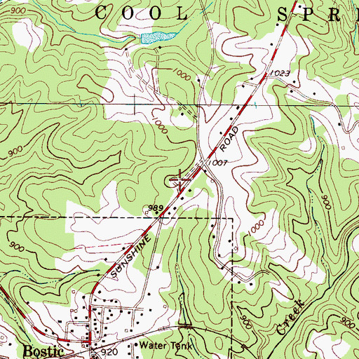 Topographic Map of Bostic Post Office, NC