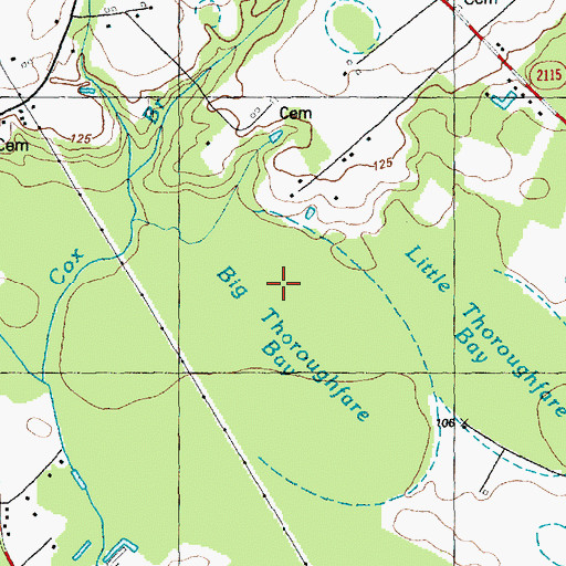 Topographic Map of Big Thoroughfare Bay, NC