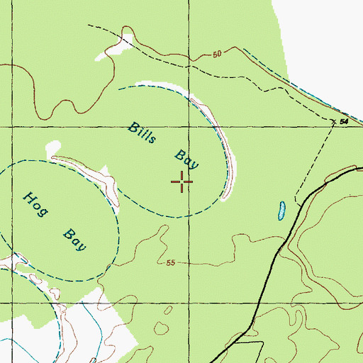Topographic Map of Bills Bay, NC
