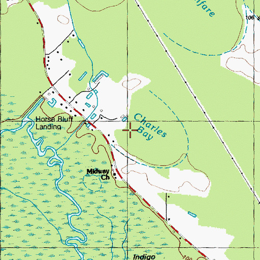 Topographic Map of Charles Bay, NC