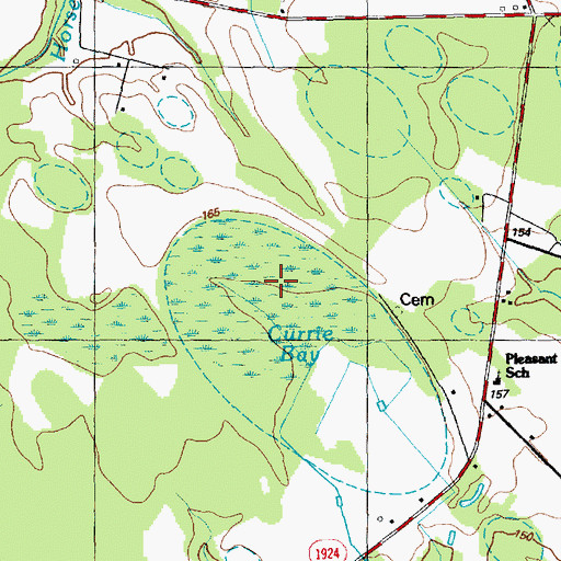 Topographic Map of Currie Bay, NC