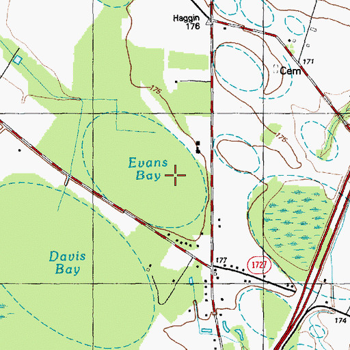 Topographic Map of Evans Bay, NC