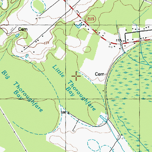Topographic Map of Little Thoroughfare Bay, NC
