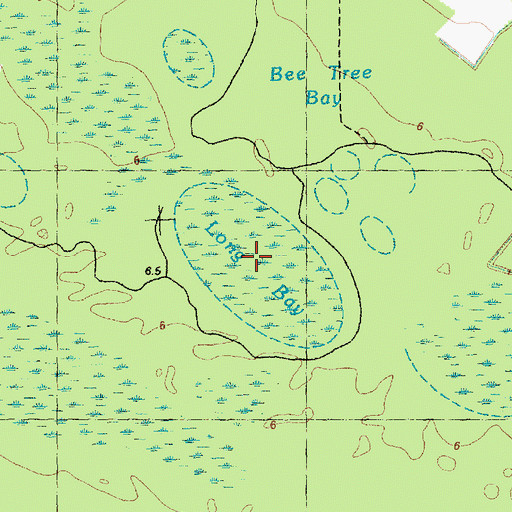 Topographic Map of Long Bay, NC
