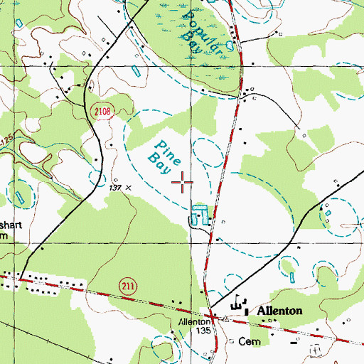 Topographic Map of Pine Bay, NC