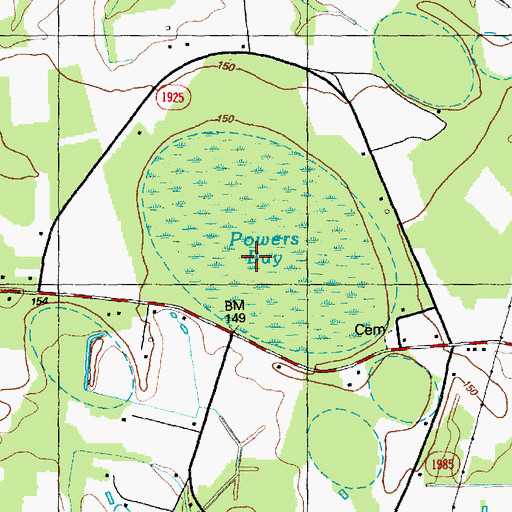 Topographic Map of Powers Bay, NC